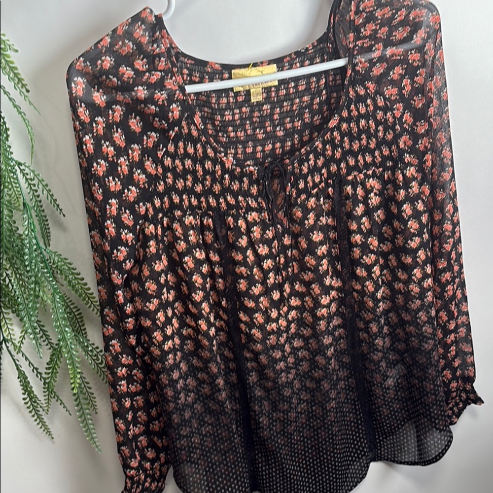 Vera Wang Relaxed Orange Mandarin Collar Blouse